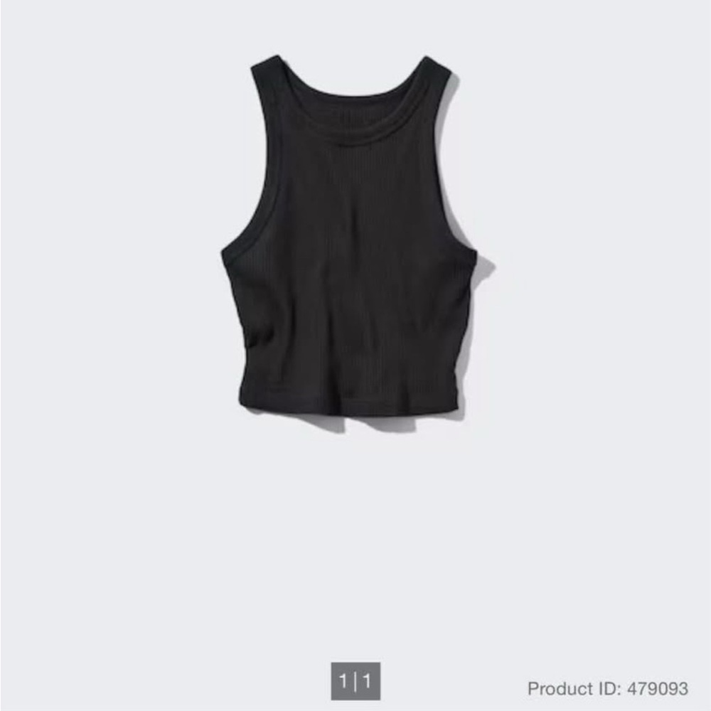 Uniqlo White/Black High Neck Ribbed Tank Top - Picture 4 of 4